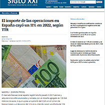 El importe de las operaciones en Espaa cay un 11% en 2022, segn TTR